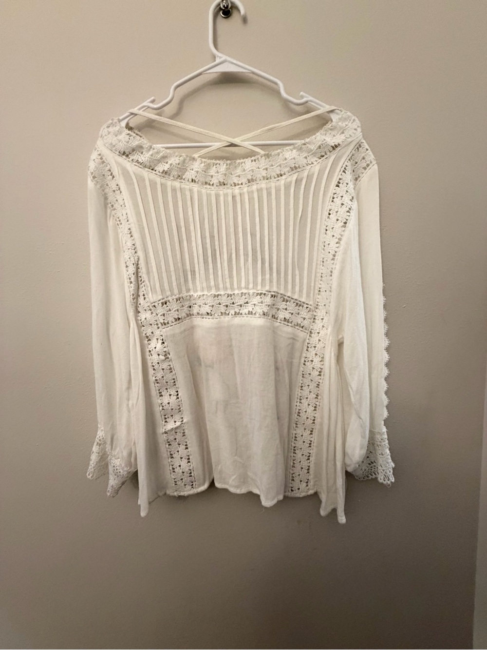 POL White Embroidered Floral Lace-Trim Women's Top SZ S - Picture 5 of 7